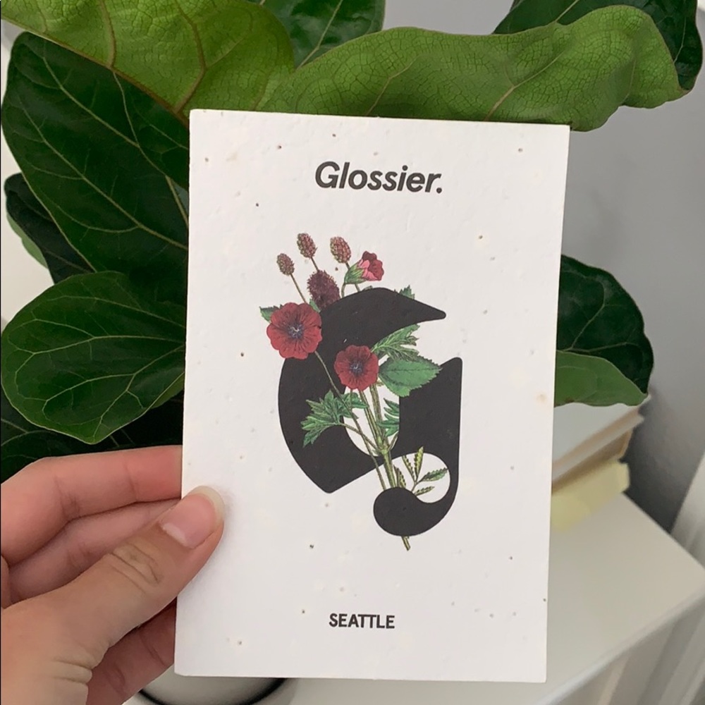 Glossier seattle post card. With wildflower seeds!